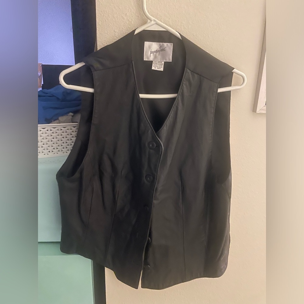 Vintage Black Leather Vest